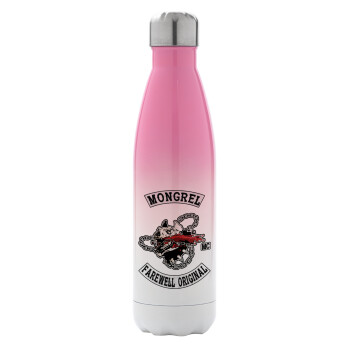 Day's Gone, mongrel farewell original, Metal mug thermos Pink/White (Stainless steel), double wall, 500ml