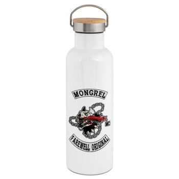 Day's Gone, mongrel farewell original, Stainless steel White with wooden lid (bamboo), double wall, 750ml