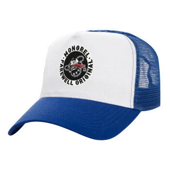 Day's Gone, mongrel farewell original, Adult Structured Trucker Hat, with Mesh, WHITE/BLUE (100% COTTON, ADULT, UNISEX, ONE SIZE)