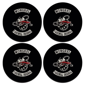 Day's Gone, mongrel farewell original, SET of 4 round wooden coasters (9cm)