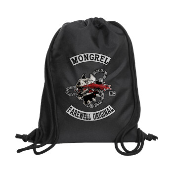 Day's Gone, mongrel farewell original, Τσάντα πλάτης πουγκί GYMBAG Μαύρη, με τσέπη (40x48cm) & χονδρά κορδόνια