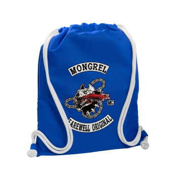 Day's Gone, mongrel farewell original, Τσάντα πλάτης πουγκί GYMBAG Μπλε, με τσέπη (40x48cm) & χονδρά κορδόνια