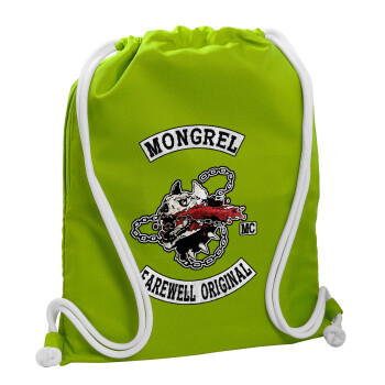 Day's Gone, mongrel farewell original, Τσάντα πλάτης πουγκί GYMBAG LIME GREEN, με τσέπη (40x48cm) & χονδρά κορδόνια