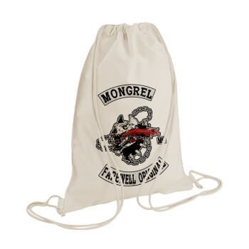 Day's Gone, mongrel farewell original, Backpack bag GYMBAG natural (28x40cm)