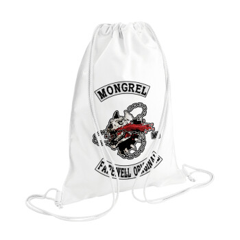 Day's Gone, mongrel farewell original, Τσάντα πλάτης πουγκί GYMBAG λευκή (28x40cm)
