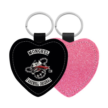 Day's Gone, mongrel farewell original, Μπρελόκ PU δερμάτινο glitter καρδιά ΡΟΖ