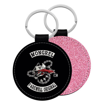 Day's Gone, mongrel farewell original, Μπρελόκ Δερματίνη, στρογγυλό ΡΟΖ (5cm)