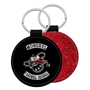 Day's Gone, mongrel farewell original, Μπρελόκ Δερματίνη, στρογγυλό ΚΟΚΚΙΝΟ (5cm)