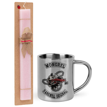 Day's Gone, mongrel farewell original, Easter Set, metallic thermal cup (300ml) & aromatic flat Easter candle (30cm) (PINK)