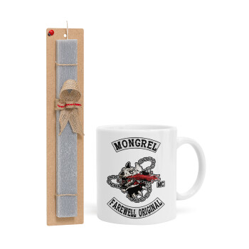 Day's Gone, mongrel farewell original, Easter Set, Ceramic Cup (330ml) & Easter aromatic flat candle (30cm) (GRAY)