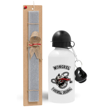 Day's Gone, mongrel farewell original, Easter Set, metallic aluminum water bottle (500ml) & aromatic flat Easter candle (30cm) (GRAY)