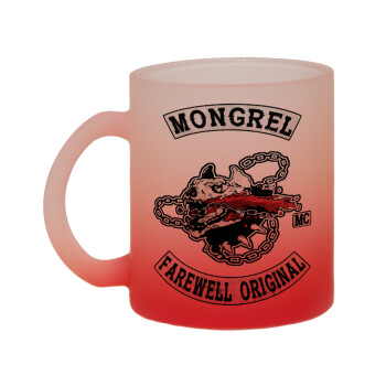 Day's Gone, mongrel farewell original, Κούπα γυάλινη δίχρωμη με βάση το κόκκινο ματ, 330ml