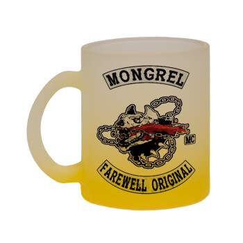 Day's Gone, mongrel farewell original, Κούπα γυάλινη δίχρωμη με βάση το κίτρινο ματ, 330ml
