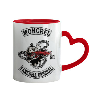 Day's Gone, mongrel farewell original, Mug heart red handle, ceramic, 330ml