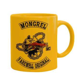 Day's Gone, mongrel farewell original, Ceramic coffee mug yellow, 330ml (1pcs)