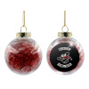 Transparent Christmas tree ball ornament with red filling 8cm