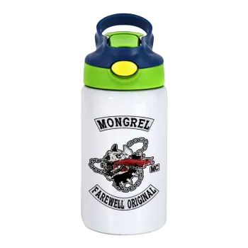 Day's Gone, mongrel farewell original, Children's hot water bottle, stainless steel, with safety straw, green, blue (350ml)