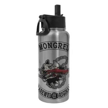 Day's Gone, mongrel farewell original, Metal mug thermo Silver with Straw and Spout Lid (Stainless steel), double wall, 950ml
