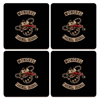 Day's Gone, mongrel farewell original, ΣΕΤ x4 Σουβέρ ξύλινα τετράγωνα plywood (9cm)