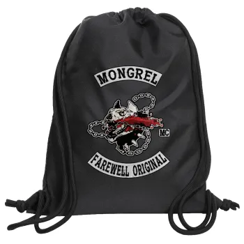 Day's Gone, mongrel farewell original, Backpack pouch GYMBAG Black, with pocket (40x48cm) & thick cords