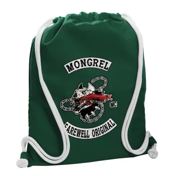 Day's Gone, mongrel farewell original, Τσάντα πλάτης πουγκί GYMBAG BOTTLE GREEN, με τσέπη (40x48cm) & χονδρά λευκά κορδόνια