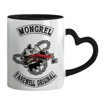 Day's Gone, mongrel farewell original, Mug heart black handle, ceramic, 330ml