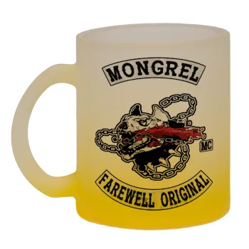 Day's Gone, mongrel farewell original, Κούπα γυάλινη δίχρωμη με βάση το κίτρινο ματ, 330ml