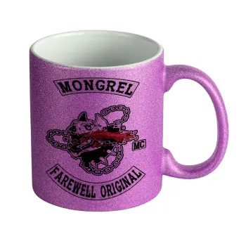 Day's Gone, mongrel farewell original, Κούπα Μωβ Glitter που γυαλίζει, κεραμική, 330ml