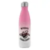 Metal mug thermos Pink/White (Stainless steel), double wall, 500ml