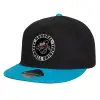 Child's Flat Snapback Hat, Black/Blue (100% COTTON, CHILD, UNISEX, ONE SIZE)
