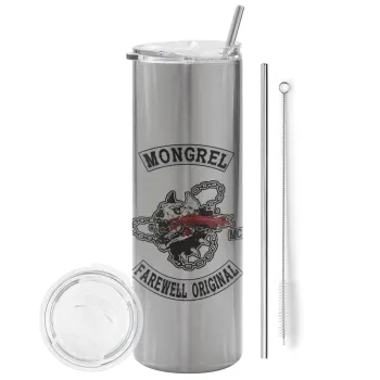 Day's Gone, mongrel farewell original, Tumbler ποτήρι θερμό Ασημένιο από ανοξείδωτο ατσάλι 600ml, με μεταλλικό καλαμάκι & βούρτσα καθαρισμού
