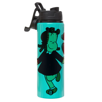 La petite Lulu, Metallic water bottle with safety lid, 850ml aluminum