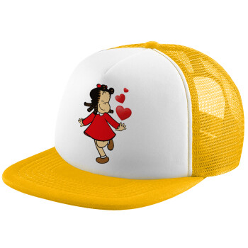 La petite Lulu, Καπέλο Ενηλίκων Soft Trucker με Δίχτυ Κίτρινο/White (POLYESTER, ΕΝΗΛΙΚΩΝ, UNISEX, ONE SIZE)