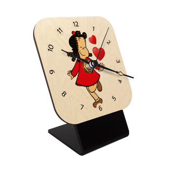 La petite Lulu, Quartz Table clock in natural wood (10cm)