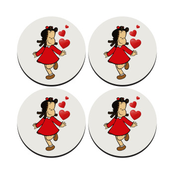 Η μικρή Λουλού, ΣΕΤ 4 Σουβέρ ξύλινα στρογγυλά (9cm)