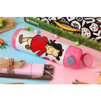 Η μικρή Λουλού, Πασχαλινή Λαμπάδα με Παιδικό παγούρι θερμό, ανοξείδωτο, με καλαμάκι ασφαλείας, ΡΟΖ (500ml)