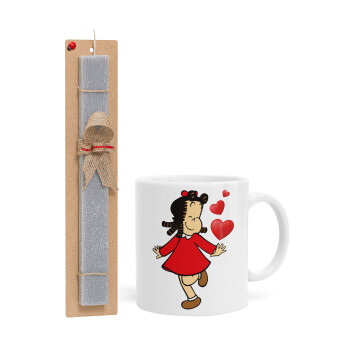 La petite Lulu, Easter Set, Ceramic Cup (330ml) & Easter aromatic flat candle (30cm) (GRAY)