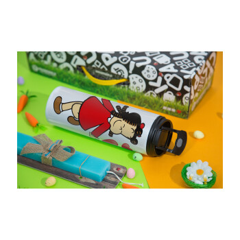 La petite Lulu, Easter candle,Travel Tumbler 2 Lids, with metal straw & cleaning brush & aromatic flat candle (30cm) (BLUE)