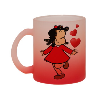 La petite Lulu, Κούπα γυάλινη δίχρωμη με βάση το κόκκινο ματ, 330ml