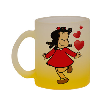 La petite Lulu, Κούπα γυάλινη δίχρωμη με βάση το κίτρινο ματ, 330ml