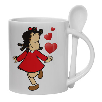La petite Lulu, Ceramic coffee mug with Spoon, 330ml (1pcs)
