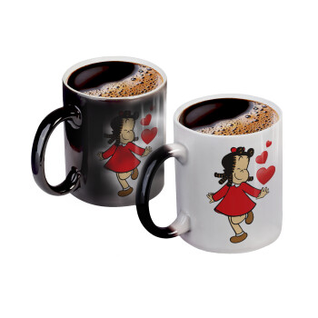 La petite Lulu, Color changing magic Mug, ceramic, 330ml when adding hot liquid inside, the black colour desappears (1 pcs)