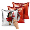Μαξιλάρι καναπέ Μαγικό Κόκκινο με πούλιες 40x40cm περιέχεται το γέμισμα