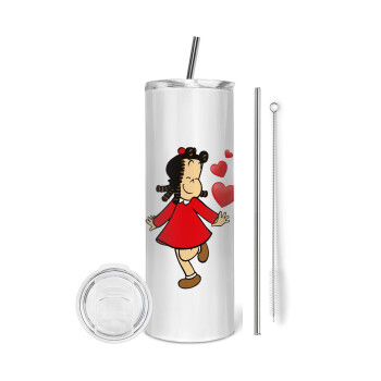 La petite Lulu, Eco friendly stainless steel tumbler 600ml, with metal straw & cleaning brush