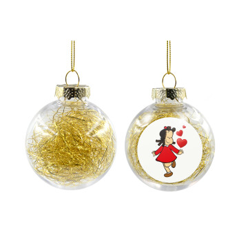 Η μικρή Λουλού, Χριστουγεννιάτικη μπάλα δένδρου διάφανη με χρυσό γέμισμα 8cm