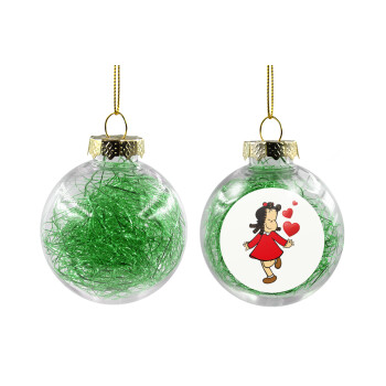 Η μικρή Λουλού, Χριστουγεννιάτικη μπάλα δένδρου διάφανη με πράσινο γέμισμα 8cm