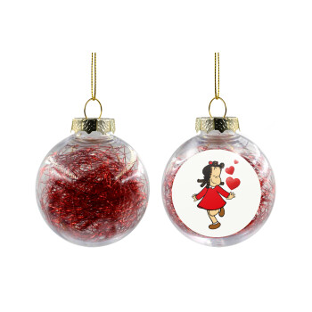 La petite Lulu, Transparent Christmas tree ball ornament with red filling 8cm