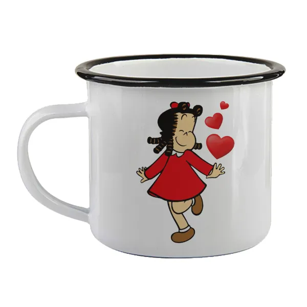 La petite Lulu — Enamel mug with black rim, 360ml