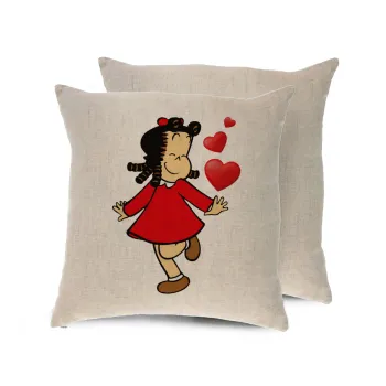 La petite Lulu, Μαξιλάρι καναπέ ΛΙΝΟ 40x40cm περιέχεται το  γέμισμα