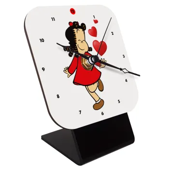 Η μικρή Λουλού, Επιτραπέζιο ρολόι ξύλινο με δείκτες (10cm)